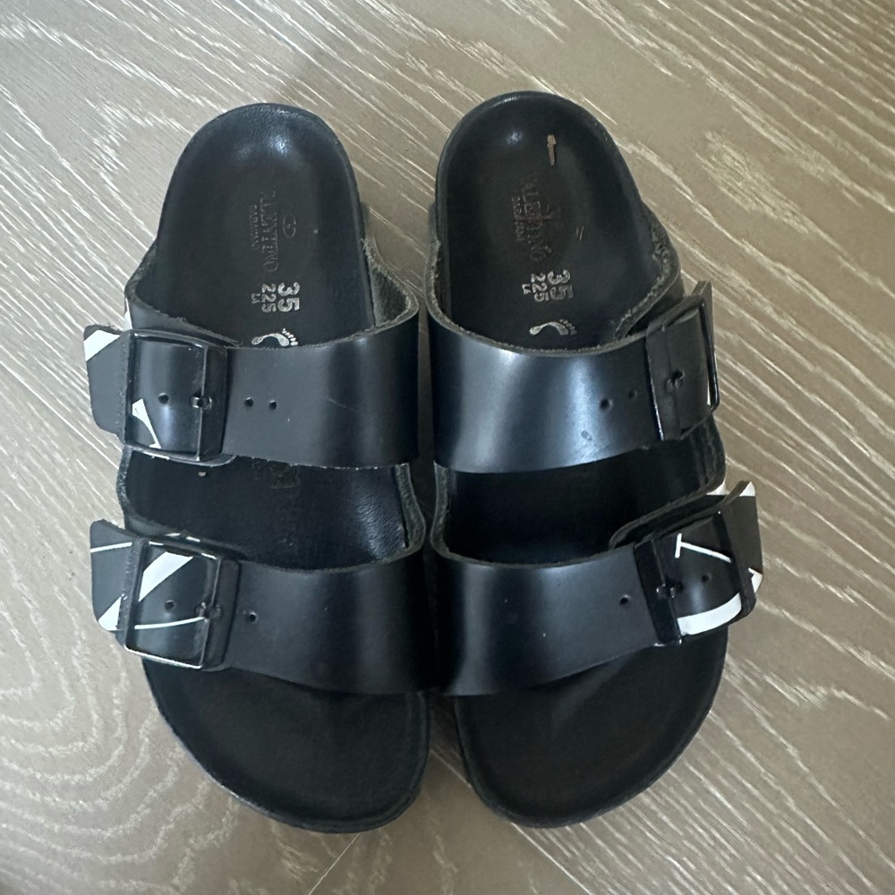 Valentino Garavani x Birkenstock Black Leather Sandals